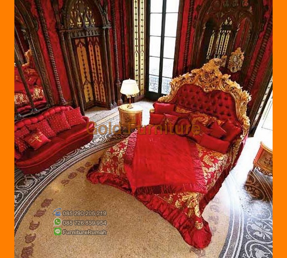 Furniture Klasik Set Tempat Tidur Kerajaan Duco Gold FK KS 163