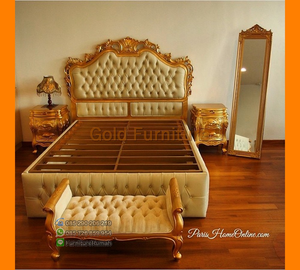 Paris Furniture Duco Set Tempat Tidur Mewah Gold Kombinasi Jok FK KS 247