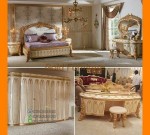 Pilihan Furniture Gold Kayu Solid Dengan Model Set Tempat Tidur Klasik FK KS 250
