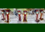 Mimbar Minimalis Stainless Gold dan Model Stainless Mengkilat Kayu Jati Maroon FK-PM 265